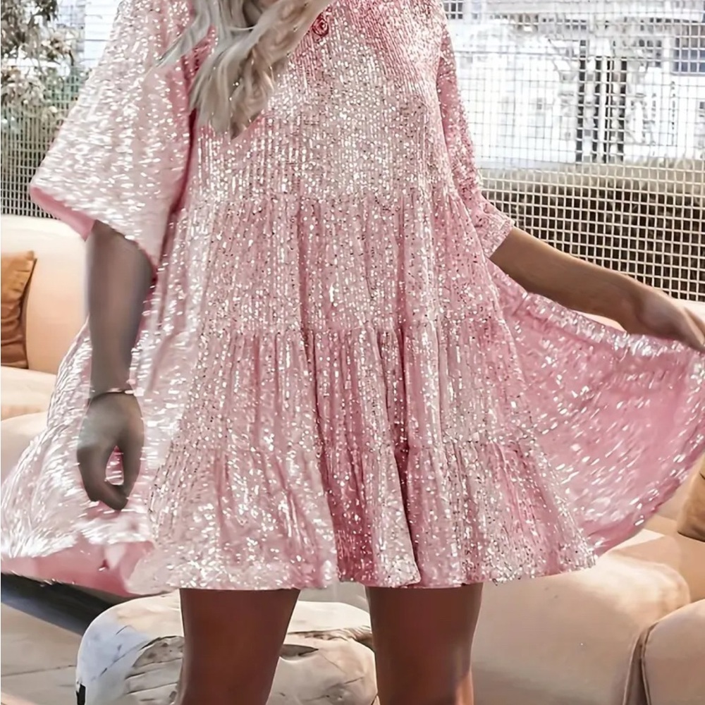 New 2X Womens Sequined Dress